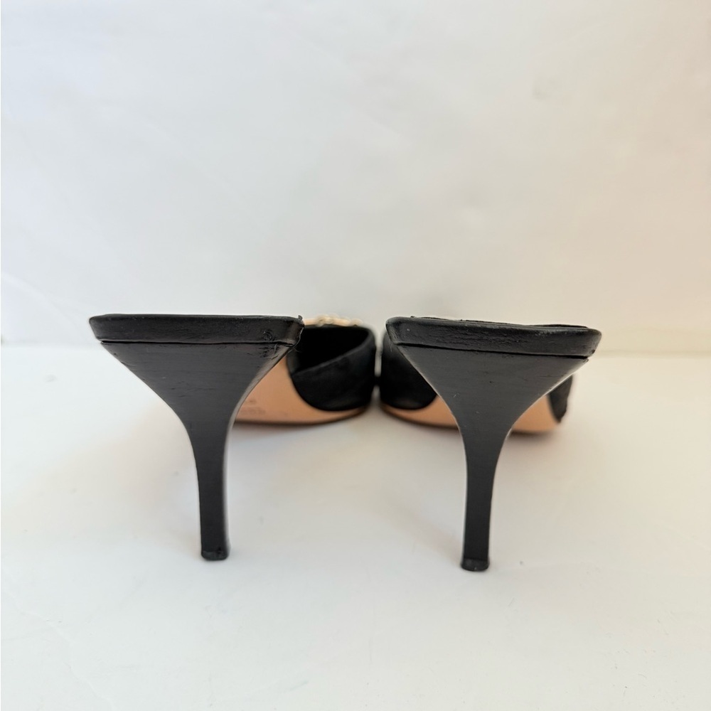 Gucci Vintage Black GG Canvas Leather Chain Horsebit Mule Heels 9.5 - Picture 5 of 9